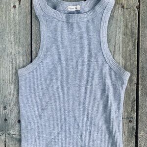 Gray Ribbed Tank Top